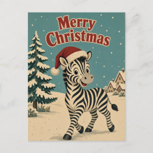 Zebra Village Edge Animal Christmas Postcard