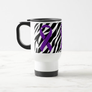 Zebra w/Purple Ribbon Travel Mug