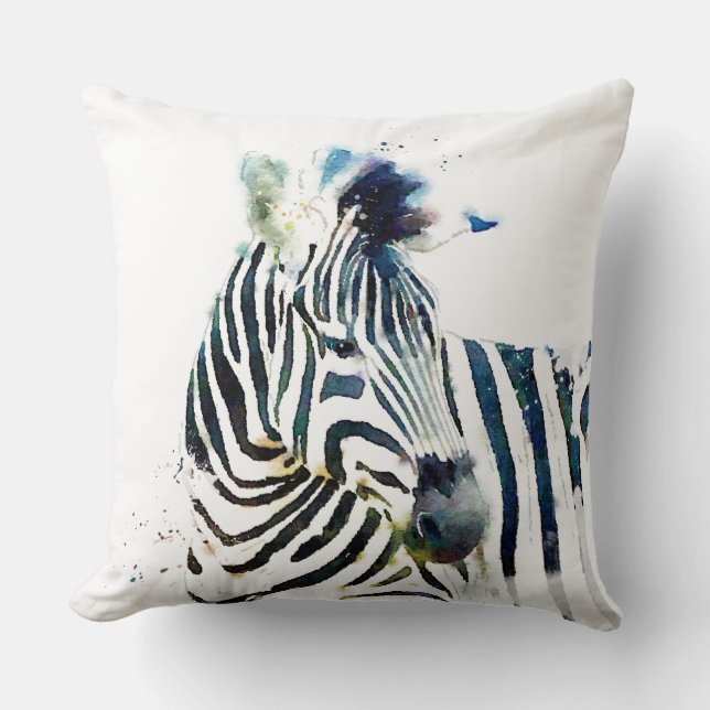 Zebra Watercolor Cushion (Front)