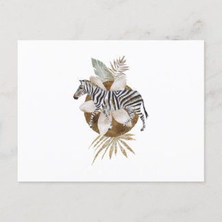 Zebra-Watercolor Tropical Animal Postcard