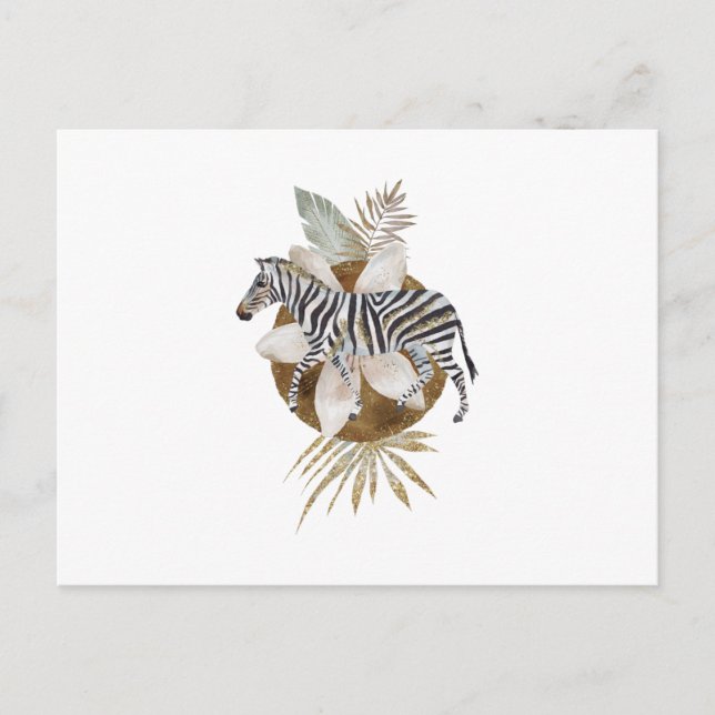 Zebra-Watercolor Tropical Animal Postcard (Front)