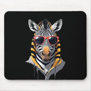 Zebra Wearing Hoodie Funny Cool Animal Character  Mouse Mat