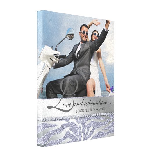 Zebra Wedding Engagement Photo Canvas Silver