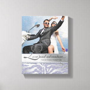 Zebra Wedding Engagement Photo Canvas Silver