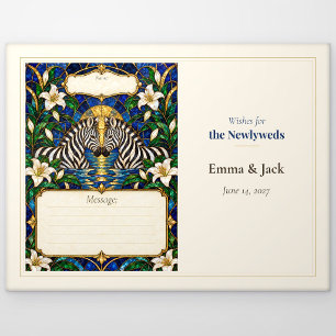 Zebra Wedding Guest Book Wishes Postcard