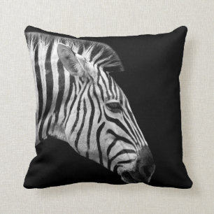 Zebra wild jungle african animal photo black white cushion