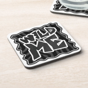 Zebra Wild me Black and Grey Coaster