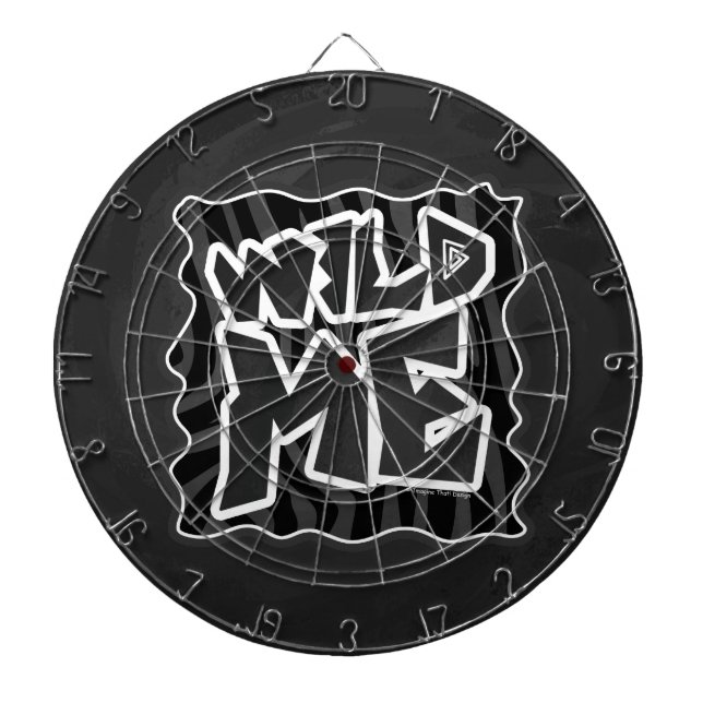 Zebra Wild me Black and Grey Dartboard (Front)