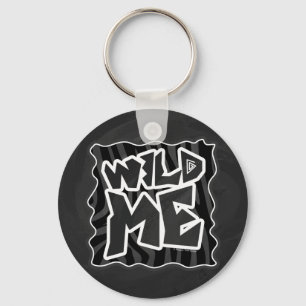 Zebra Wild me Black and Grey Key Ring