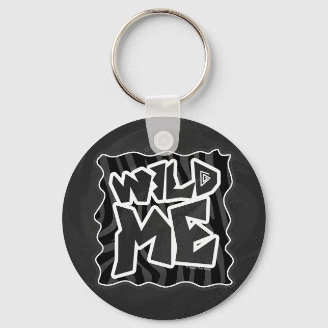 Zebra Wild me Black and Grey Key Ring (Front)