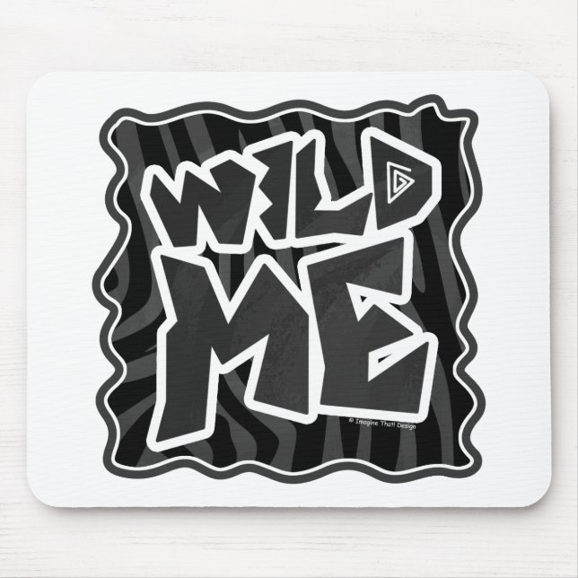 Zebra Wild me Black and Grey Mouse Mat (Front)