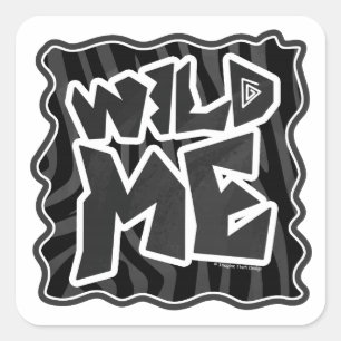 Zebra Wild me Black and Grey Square Sticker
