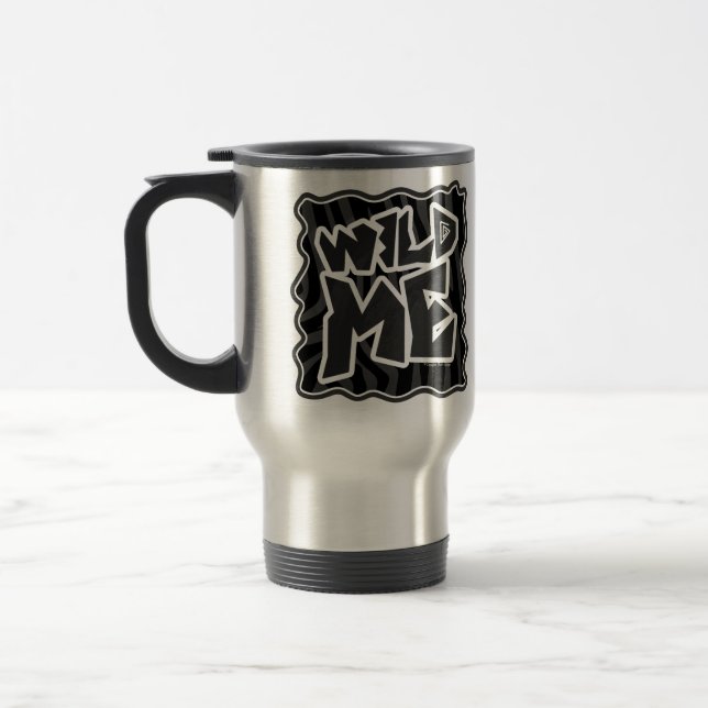 Zebra Wild me Black and Grey Travel Mug (Left)