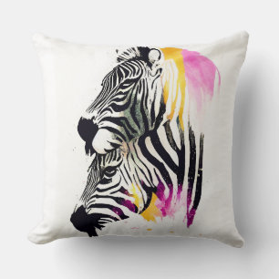 Zebra Wild Nature Animal Colors Art Painting Cushion