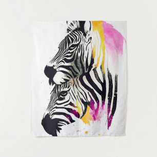 Zebra Wild Nature Animal Colors Art Painting Tapestry