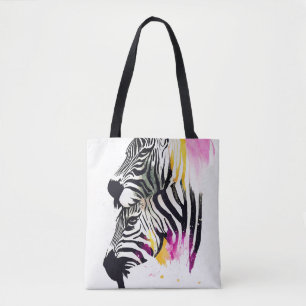 Zebra Wild Nature Animal Colors Art Painting Tote Bag