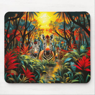 Zebra Wildlife Concept Abstract Colourful Wildlife Mouse Mat