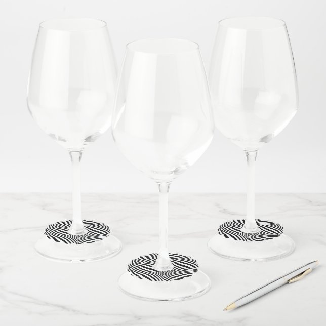 Zebra Wine Glass Scallop  Wine Glass Tag (Set)
