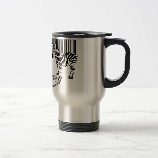 Zebra winning the fight travel mug (Right)