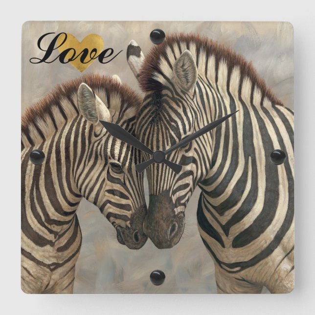 Zebra with Colt Square Wall Clock (Front)
