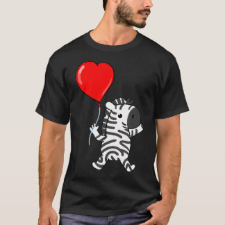 Zebra With Heart Balloon Valentines Day Zebra  T-Shirt