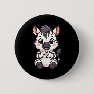 Zebra with heart women girls kids heart cute zebra 6 cm round badge