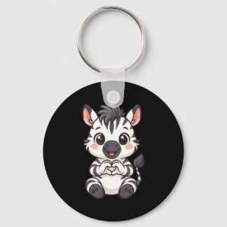 Zebra with heart women girls kids heart cute zebra key ring