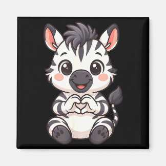 Zebra with heart women girls kids heart cute zebra magnet