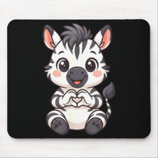 Zebra with heart women girls kids heart cute zebra mouse mat