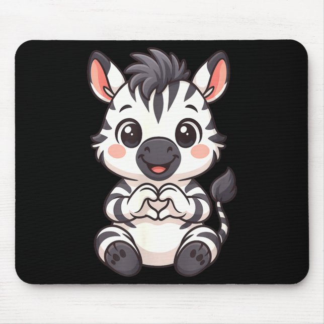 Zebra with heart women girls kids heart cute zebra mouse mat (Front)