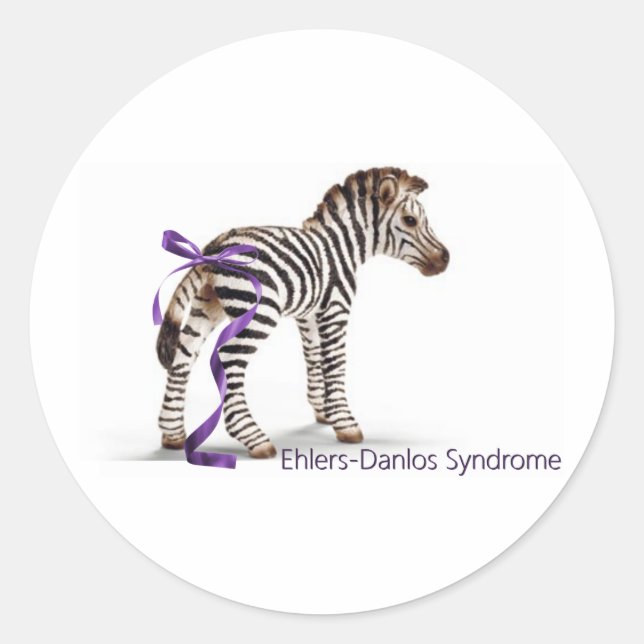 zebra with ribbon large.png classic round sticker (Front)