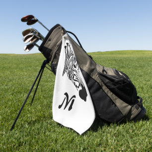 Zebra with Twisted Black Stripes Golf Towel