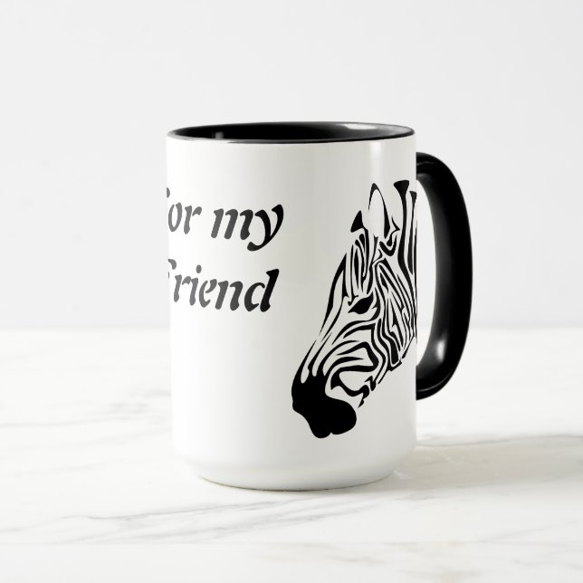 Zebra with Twisted Black Stripes Mug (Front Right)
