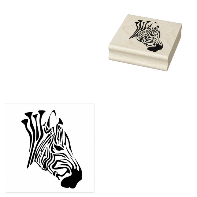 Zebra with Twisted Black Stripes Rubber Stamp (Stamped)