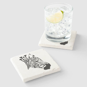 Zebra with Twisted Black Stripes Stone Coaster