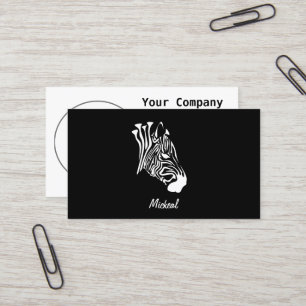 Zebra with Twisted White Stripes Silhouette Business Card