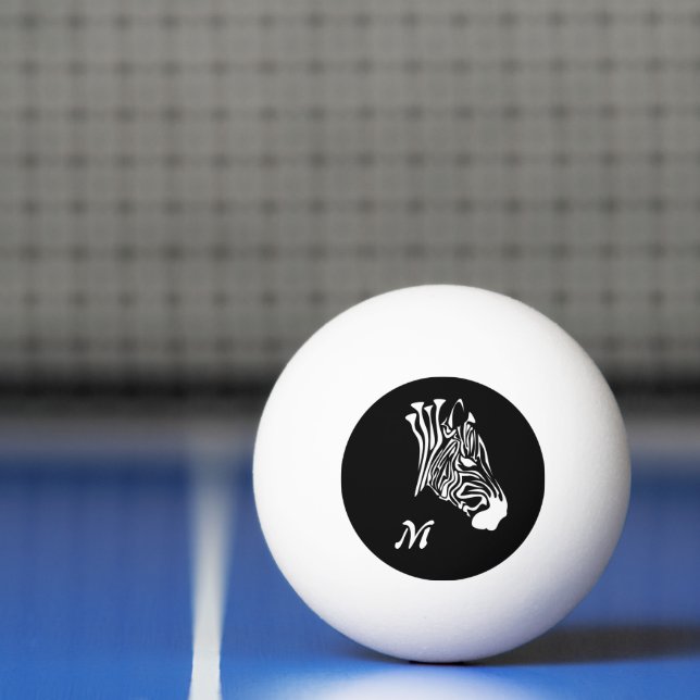 Zebra with Twisted White Stripes Silhouette Ping Pong Ball (Net)