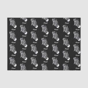 Zebra with Twisted White Stripes Silhouette Tissue Paper