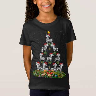 Zebra Xmas Tree Gift Santa Hat Zebra Christmas T-Shirt