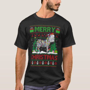 Zebra   Xmas Tree Lights Ugly Santa Zebra Christma T-Shirt