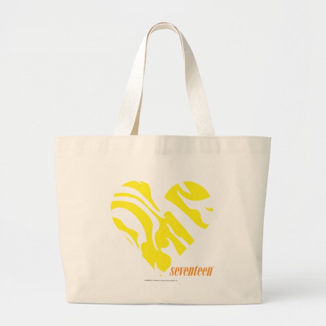 Zebra Yellow 4 Large Tote Bag (Front)