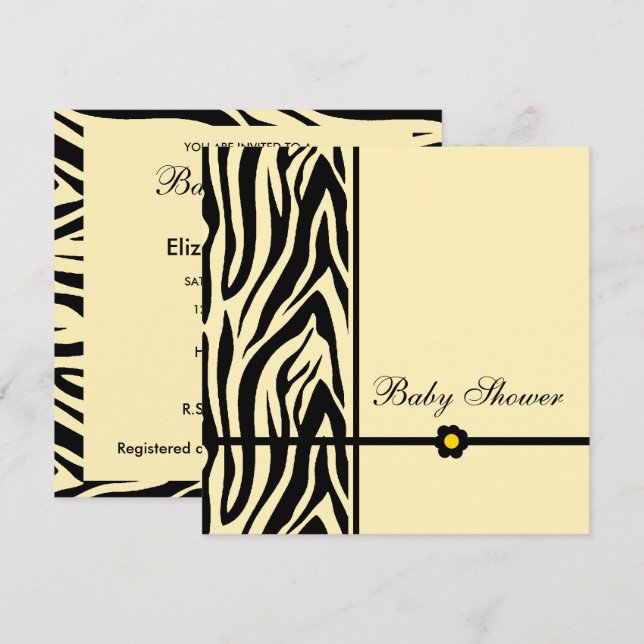 Zebra Yellow Baby Shower Boy Invitation (Front/Back)