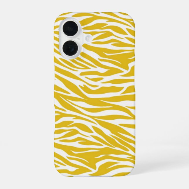 Zebra Yellow Stripes iPhone 16 Case (Back)