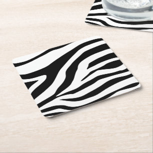Zebra, Zebra Print, Zebra Pattern, Safari, Africa, Square Paper Coaster
