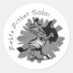 Zebra Zither Solo Classic Round Sticker