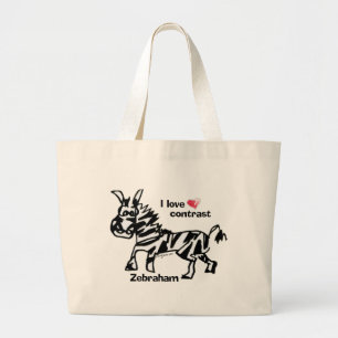 Zebraham- I love contrast Large Tote Bag