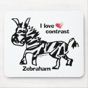 Zebraham- I love contrast Mouse Mat