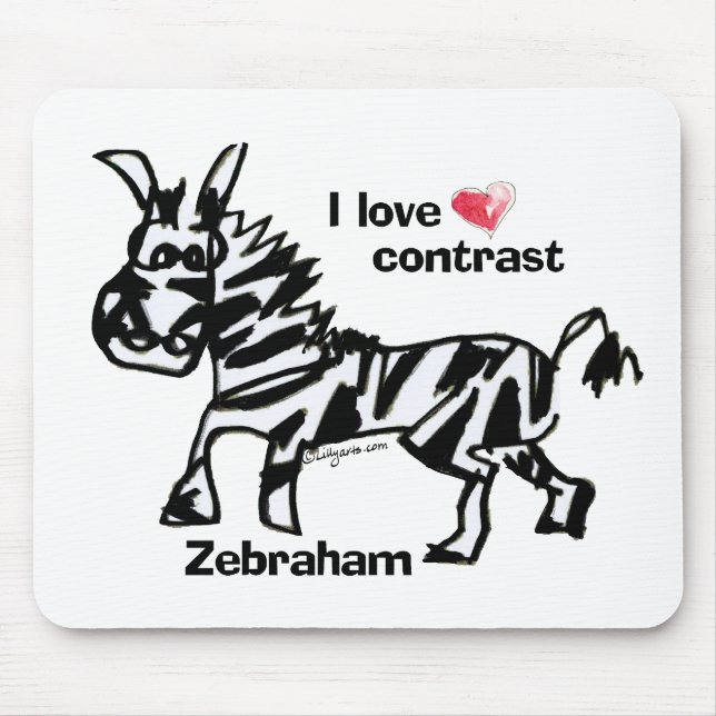 Zebraham- I love contrast Mouse Mat (Front)