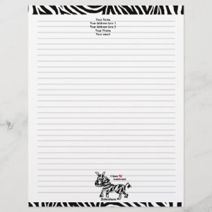 Zebraham- I love contrast Personalized Letterhead