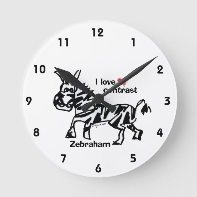 Zebraham- I love contrast Round Clock (Front)